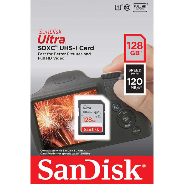 کارت حافظه SDXC سن دیسک مدل Ultra کلاس 10 استاندارد UHS-I U1 سرعت 120MBps ظرفیت 128 گیگابایت